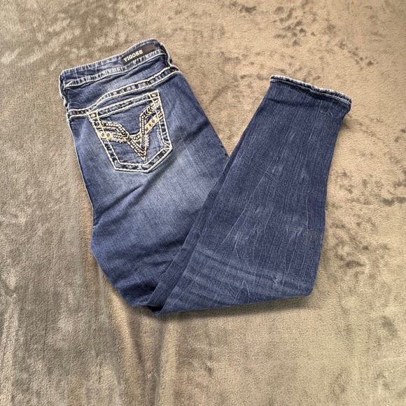 Vigoss Embellished Jeans‎ Distressed Pockets Denim Blue Jeans Size 14 - Picture 1 of 12